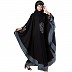 Embroidery Irani Kaftan with contrast border-Black-Grey